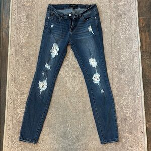 Judy Blue Skinny Blue Jeans with Distressed Detailing